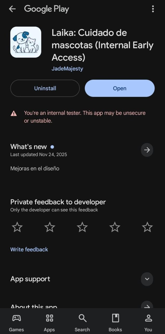 Vista previa de la app